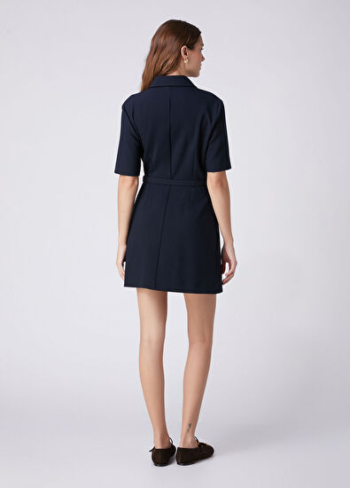 Beymen Club Lacivert Pile Detaylı Mini Elbise - 5