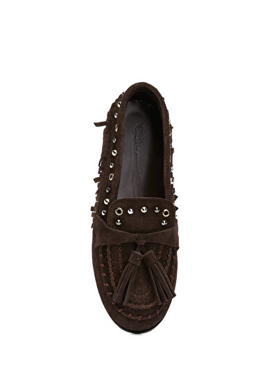 Beymen Club Kahverengi Troklu Püsküllü Kadın Deri Driver - 4