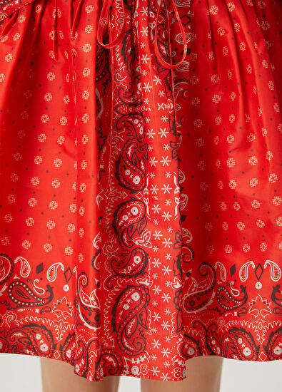 Beymen Club Kırmızı Şal Desenli Mini Etek - 7