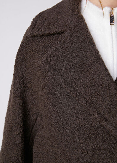 Beymen Club Brown Shearling Double-Breasted Wool Coat - 6