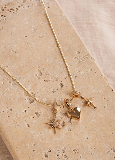 Safir Mücevher S'Charm Star 14K Gold Women's Charm with Diamond Stones - 4