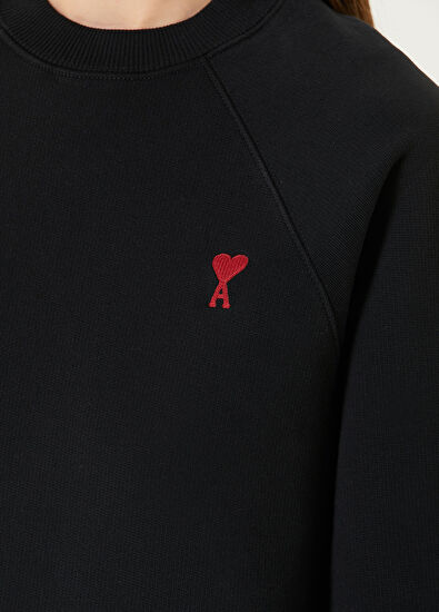 Ami Paris Siyah Logo Nakışlı Sweatshirt - 4