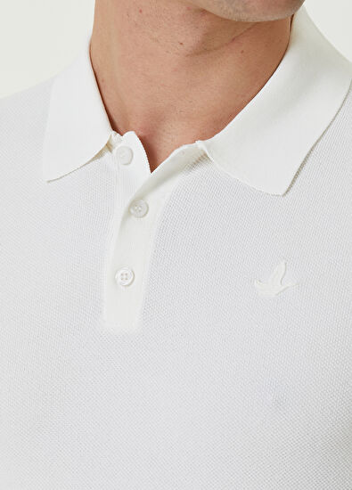 Beymen Club Kırık Beyaz Polo Yaka Kaz Nakışlı T-shirt - 5