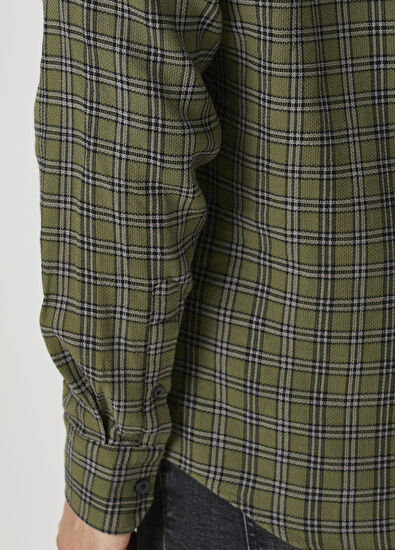 Beymen Club Comfort Fit Haki Mini Ekose Desenli Gömlek - 7