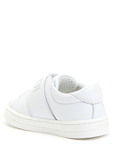 Fendi White Logo Unisex Child Leather Sneaker - 3