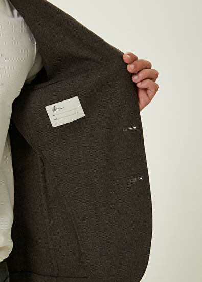 Beymen Club Koyu Kahverengi Kalın Flanel Yün Ceket - 9