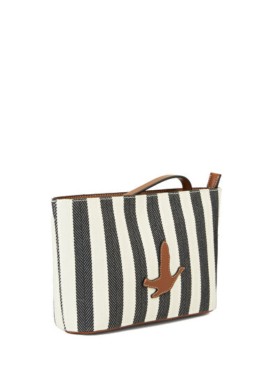Beymen Club Navy Blue Striped Women's Canvas Hand Portfolio - 3