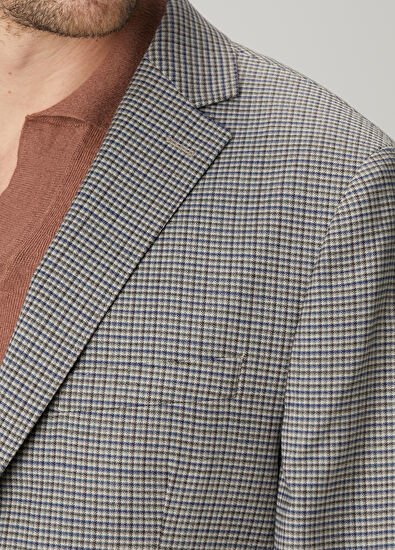 Beymen Club Lacivert Bej Mikro Desenli Yün Ceket - 5