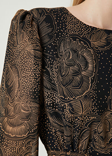 Beymen Club Kahverengi Çiçekli Şifon Bluz - 5
