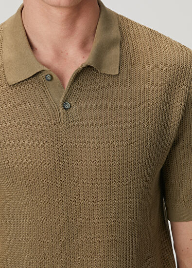 Beymen Club Green Polo Short Sleeve Textured Sweater - 6