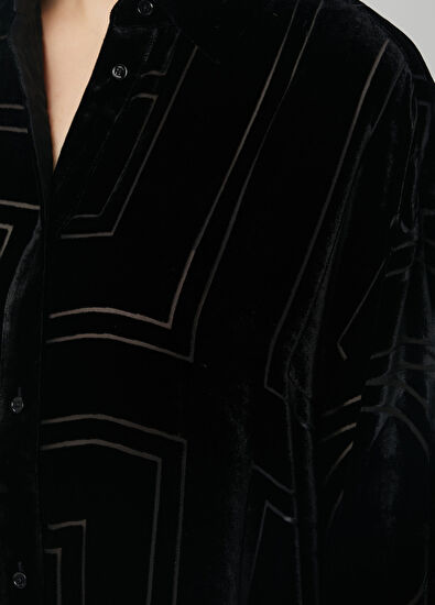 Toteme Oversized Siyah Monogram Gömlek - 5