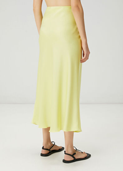 Beymen Club Neon Sarı Maksi Evaze Saten Etek - 5