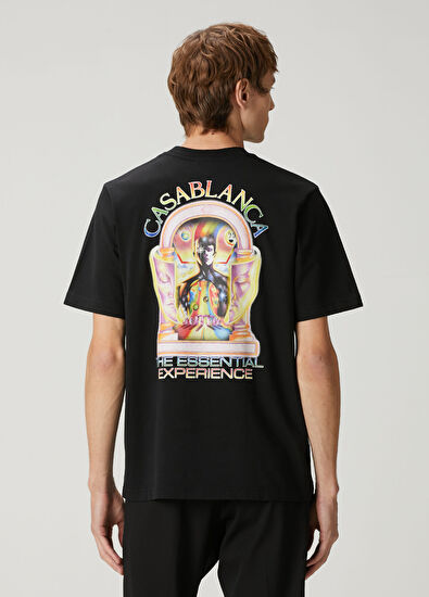 Casablanca Siyah Organik Pamuk T-shirt - 4