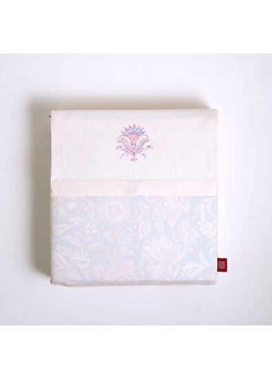 Zsa Zsa Zsu Lahore Blue Fuchsia Cotton Percale King Size Duvet Cover Set 240 x 220 cm - 3
