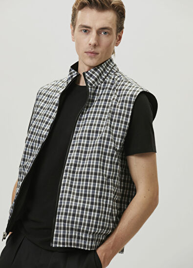 Beymen Club Siyah Hakim Yaka Ekoseli Çift Taraflı Yelek - 4