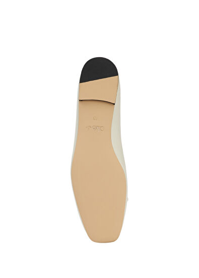Beymen Club Ecru Goose Logo Cube Accessory Ballet Flats - 5