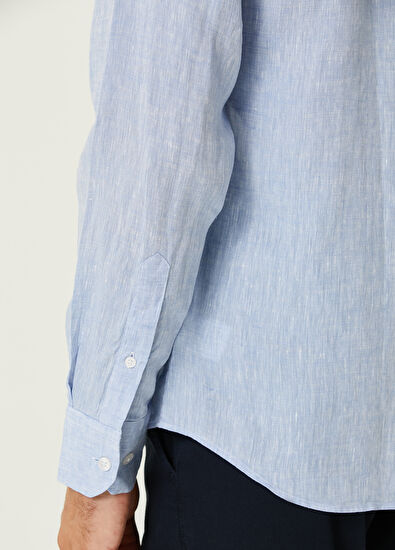 Beymen Club Comfort Fit Açık Mavi Keten Gömlek - 5