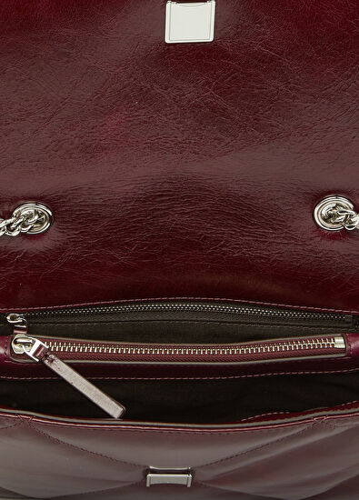 Tory Burch Kira Diamond Koyu Bordo Kadın Deri Omuz Çantası - 5