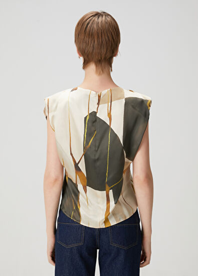 Beymen Club Yeşil Krem Desenli İpek Gömlek - 4