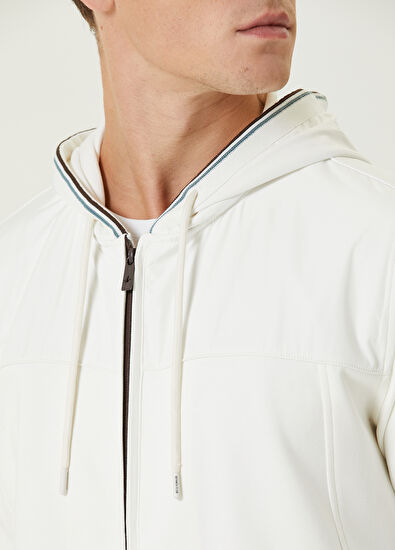 Beymen Club Beyaz Kapüşonlu Çizgili Ribanalı Sweatshirt - 6