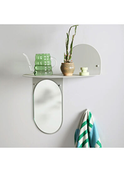 KLEVERING Flip Açık Gri Metal Raflı Duvar Aynası - 4