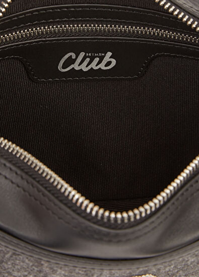 Beymen Club Antrasit Kaz Logo İşlemeli Kadın Deri Çanta - 5