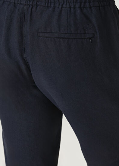 Beymen Club Navy Blue Waist Corded Linen Shorts - 5