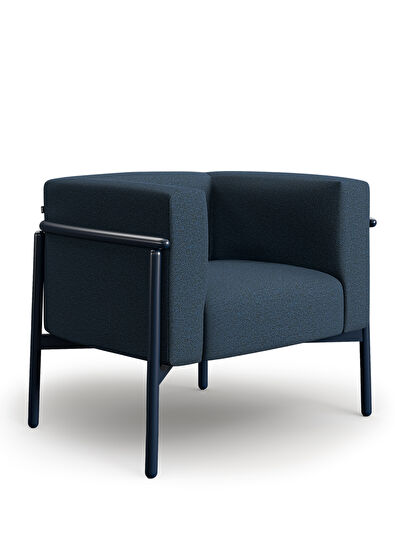 Borbo Bowie Navy Blue Metal Frame Wing Chair - 3