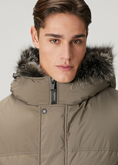 Yves Salomon Haki Kapüşonlu Puff Parka - 5