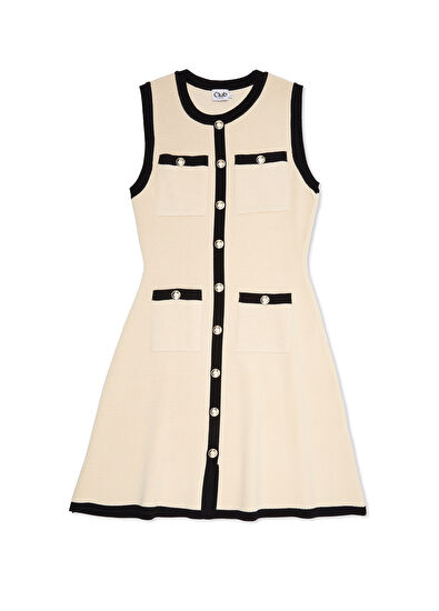 Beymen Club Ekru Siyah Mini Elbise - 7