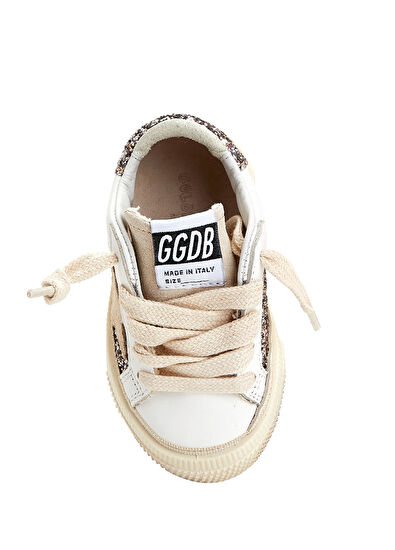Golden Goose May Bej Beyaz Unisex Çocuk Deri Sneaker - 4
