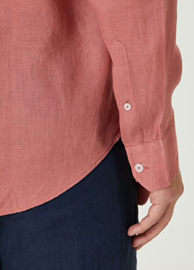 Beymen Club Comfort Fit Koyu Pembe Keten Gömlek - 7