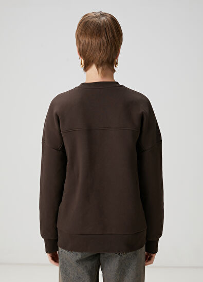 Beymen Club Koyu Kahverengi Köpek Nakışlı Sweatshirt - 4