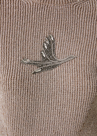 Beige Embellished Logo Wool Sweater Beymen Club Beige Embellished Logo Wool Sweater - 5