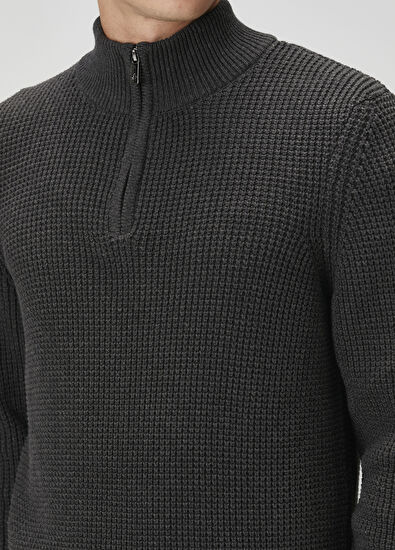 Beymen Club Antrasit Yakası Fermuarlı Kazak - 6