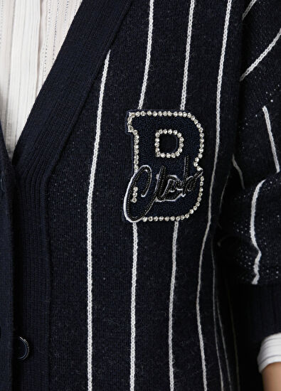 Beymen Club Lacivert Çizgili Yün Hırka - 6