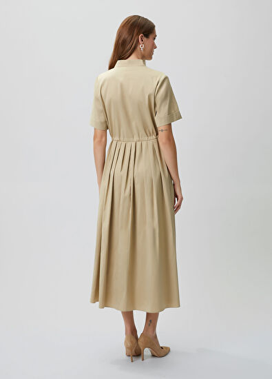Beymen Club Beige Crystal Logo Long Shirt Dress - 5