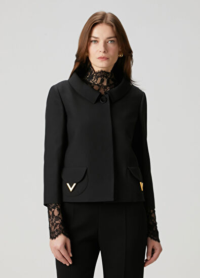 VGold Siyah Yün Ceket - Görsel 5