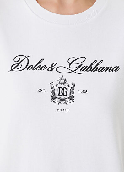 Dolce&Gabbana Beyaz Logo Baskılı T-shirt - 4