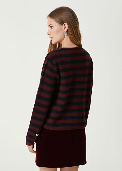 Beymen Club Bordo Lacivert Çizgili Triko Ceket - 6