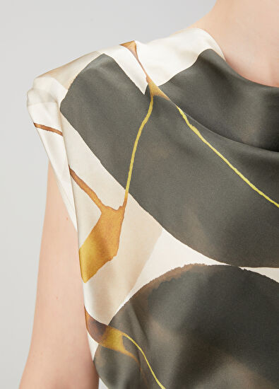 Beymen Club Yeşil Krem Desenli İpek Gömlek - 5