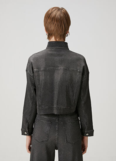 Beymen Club Dark Gray Embellished Denim Jacket - 6