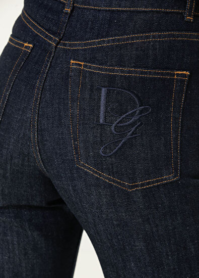 Dolce&Gabbana Koyu Mavi Flare Jean Pantolon - 4