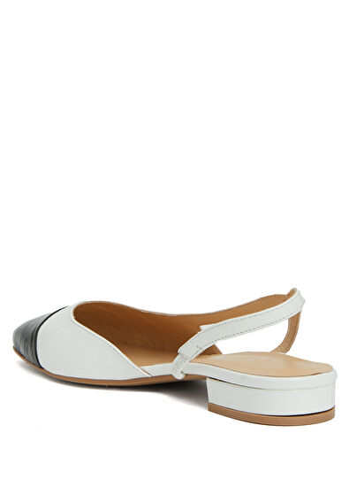 Beymen Club White Black Leather Ballet Flats - 3