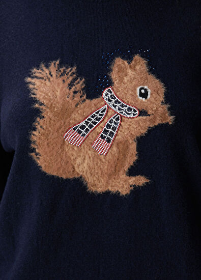 Network Lacivert Yün Karışımlı Kazak - 7