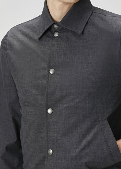 Koyu Gri Yün Mont - Görsel 6