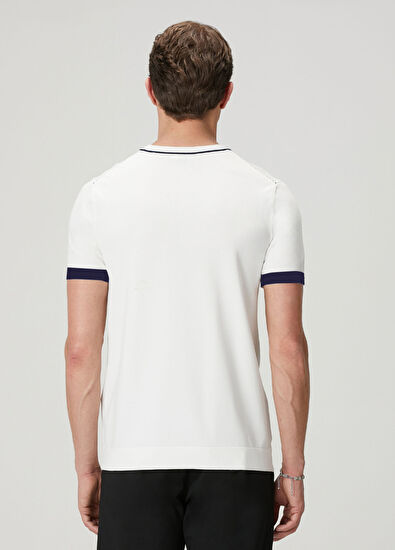 Beymen Club Off-White Stripe Jacquard Short-Sleeved Sweater - 4