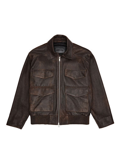 Academia Kahverengi Deri Ceket - 7