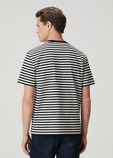 Beymen Club Lacivert Beyaz Çizgi Desenli T-shirt - 5