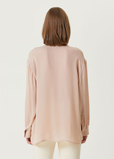 Emporio Armani Pudra İpek Gömlek - 5